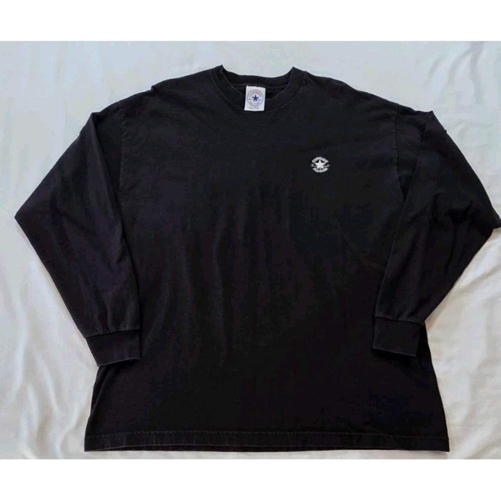 VTG 90s Converse All Star Chuck Taylor Crew Neck Long Sleeve‎ T-shirt XL Black